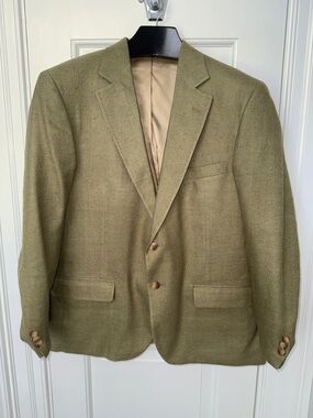 Orvis Blazer Sportcoat Jacket Silk Olive Green Two-Button Mens Size 42R